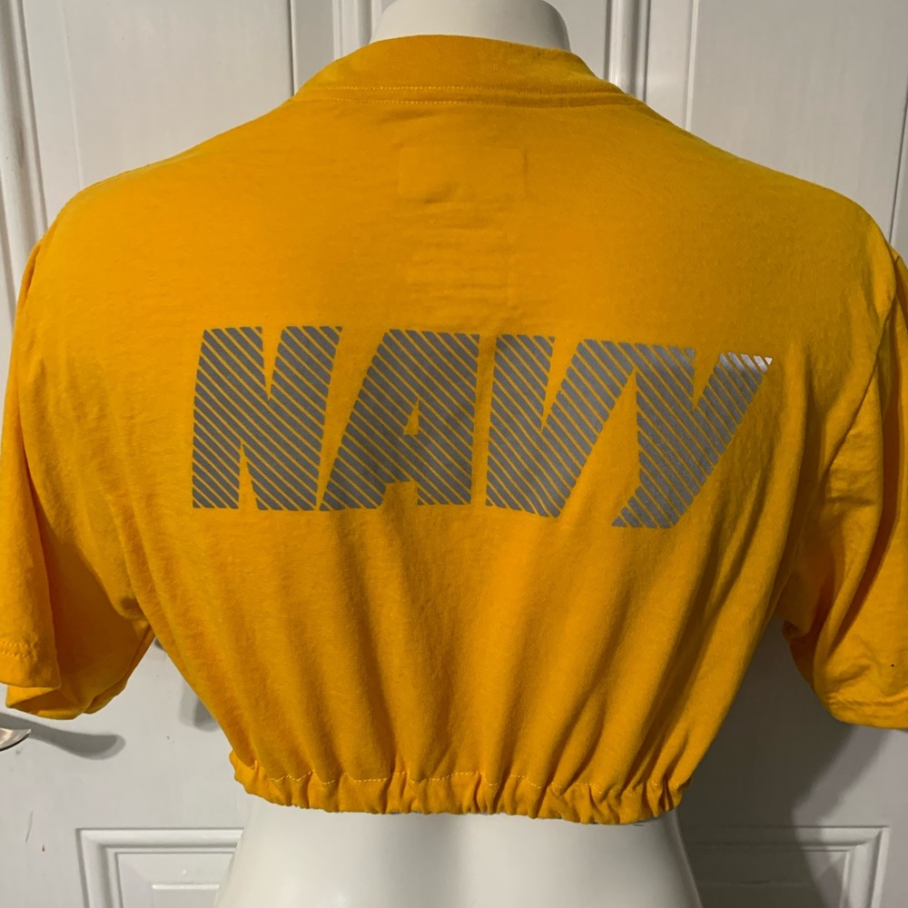 Custom reworked NAVY crop top size Small. - Picture 2 of 7